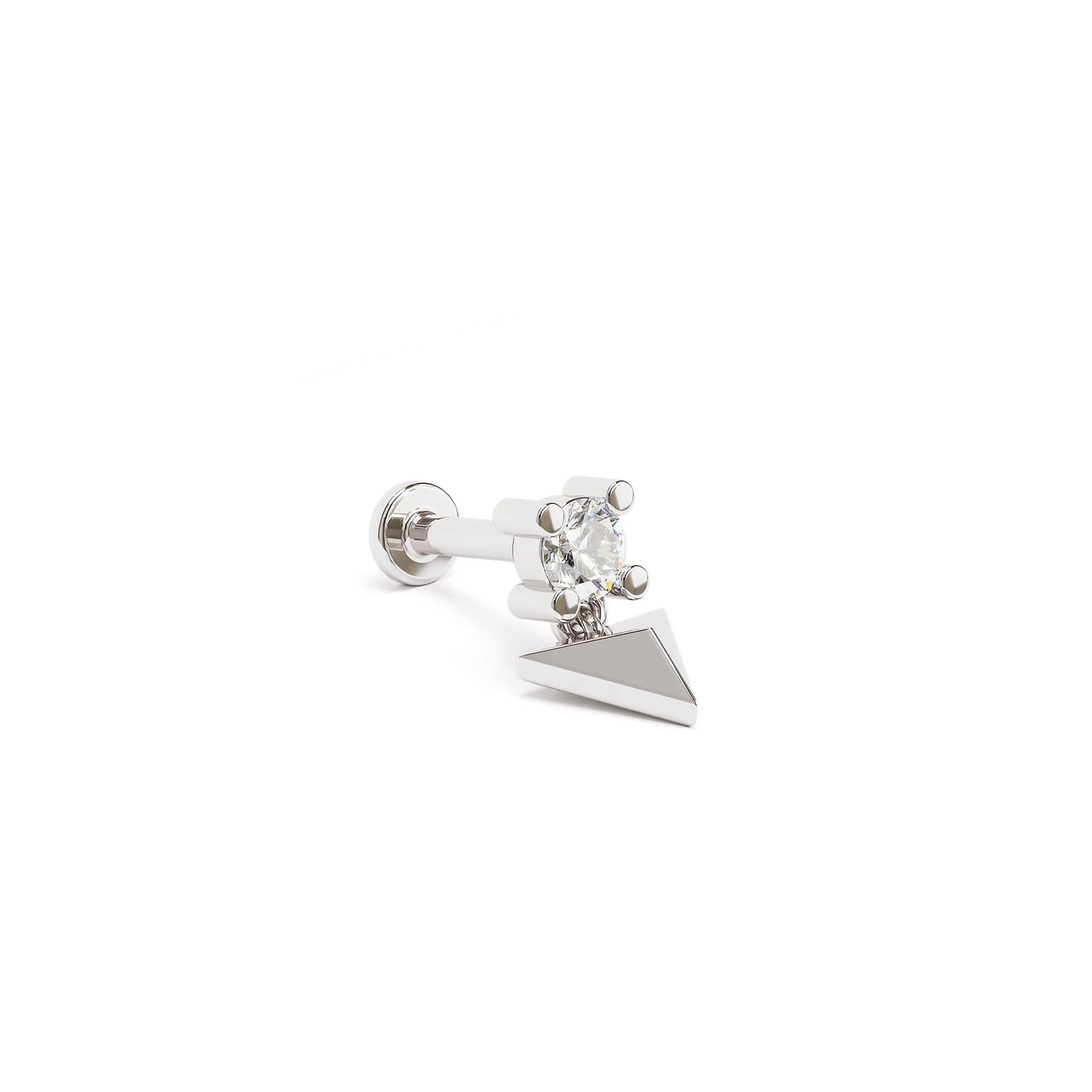 14K Gold Diamond Pyramid Dangle Stud