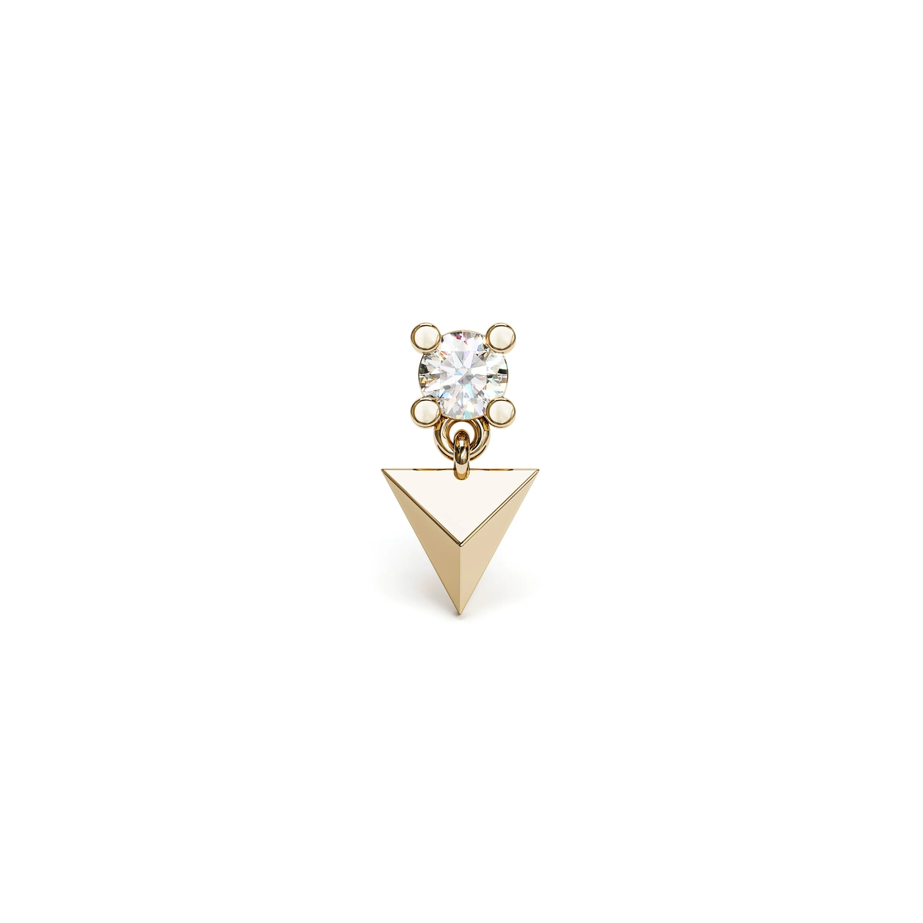 14K Gold Diamond Pyramid Dangle Stud