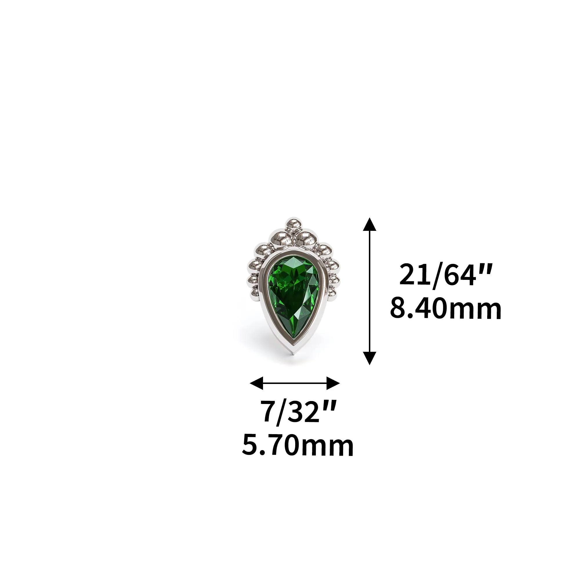 14K Gold Pear-Cut Emerald Beaded Stud