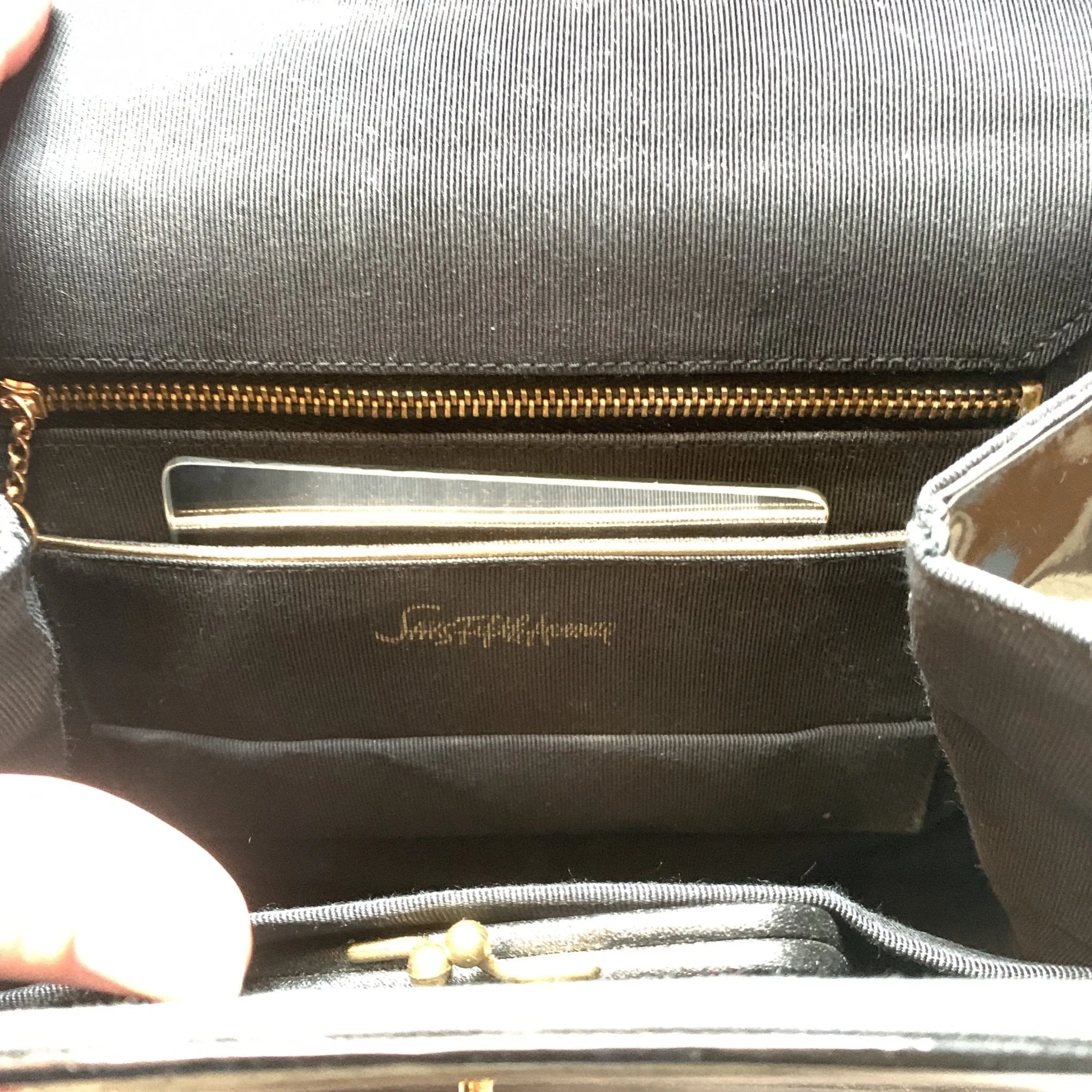 1950s Black Patent Leather Purse / Handbag. Vintage Saks Fifth Avenue Bag. Gift for a Fashionista.