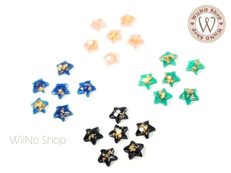 6mm Gold Foil Star Flat Back Nail Art Cabochon - 10 pcs