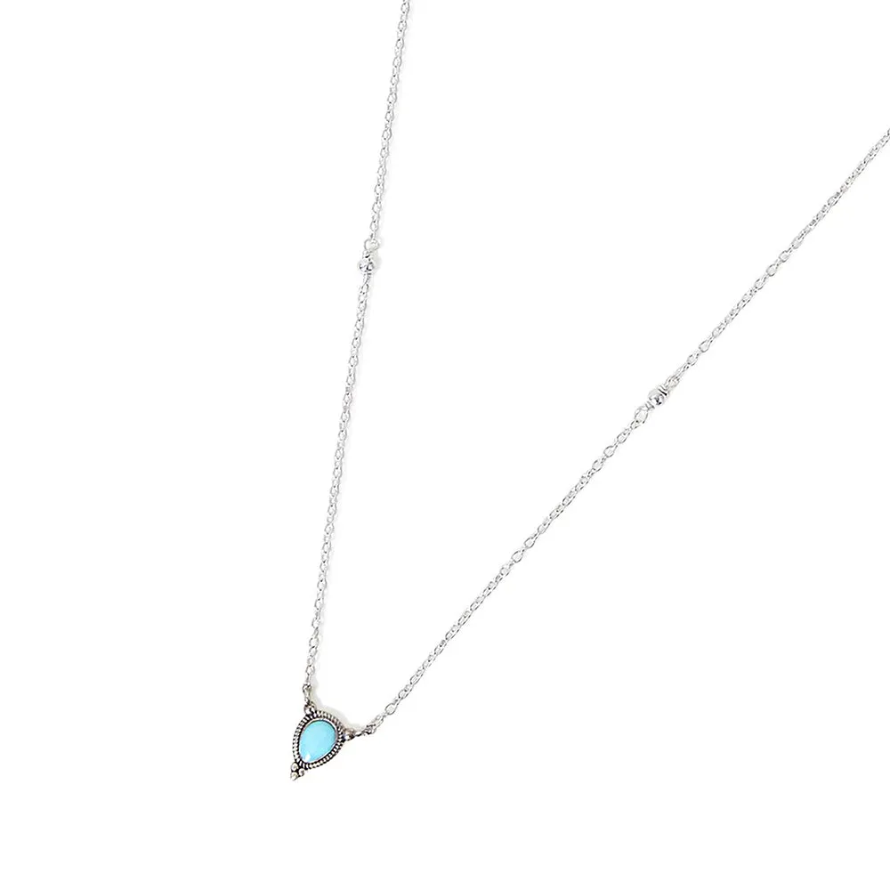 925 Pure Sterling Silver Oxidised Turq Enamel Bobble Pendant Necklace