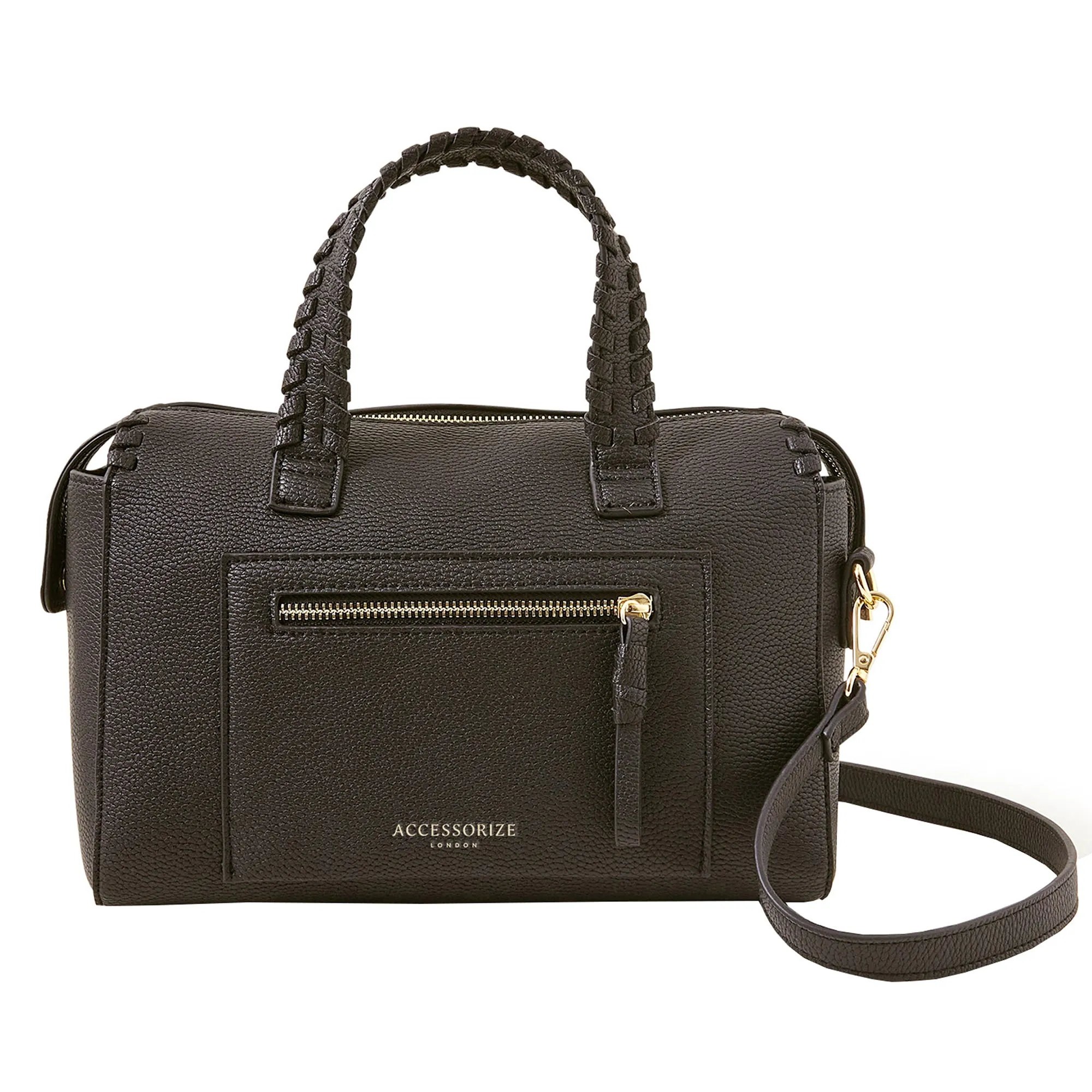 Accessorize London Women's Black Front Pocket Handheld Bag