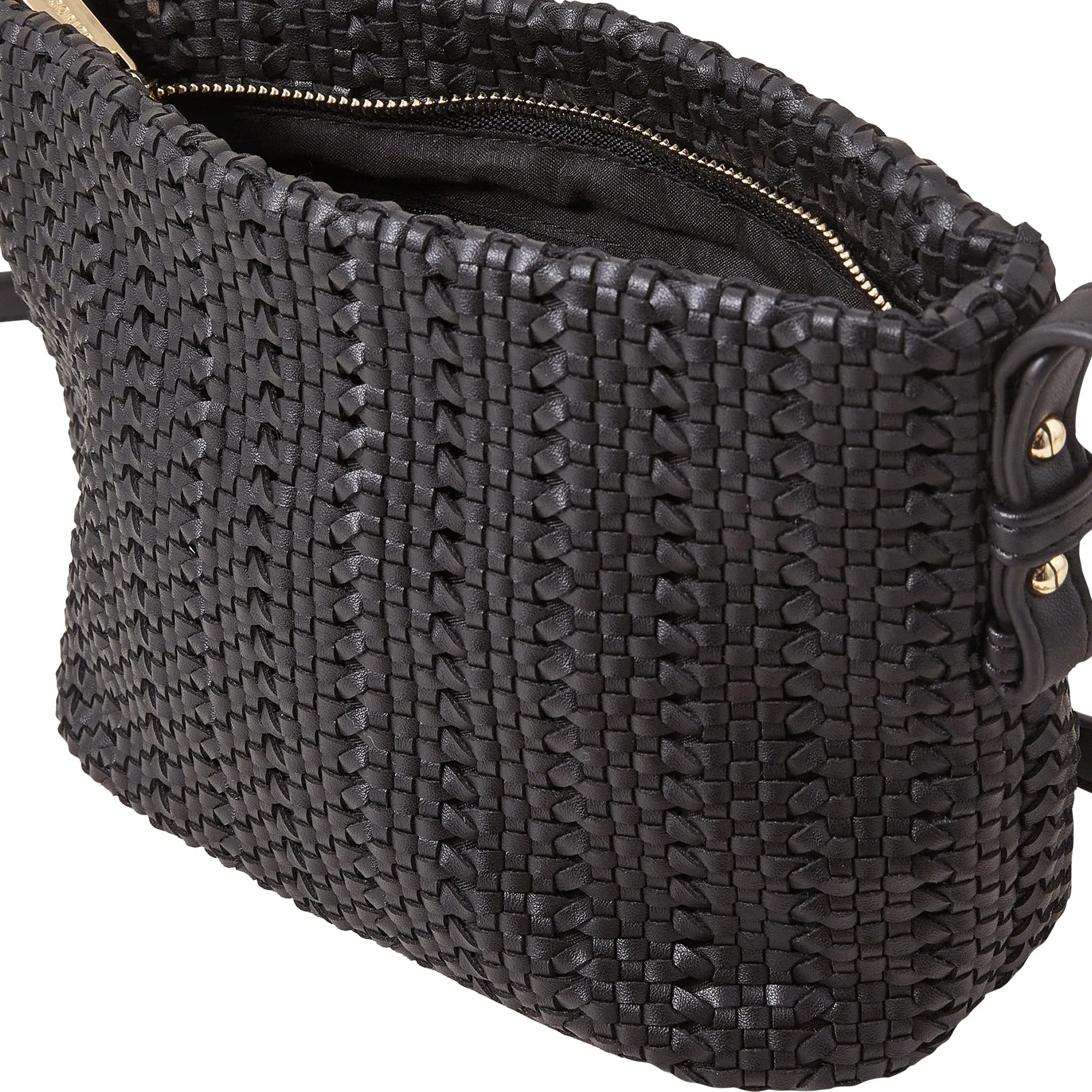 Accessorize London Women's Black Woven Cross-Body Bag Black