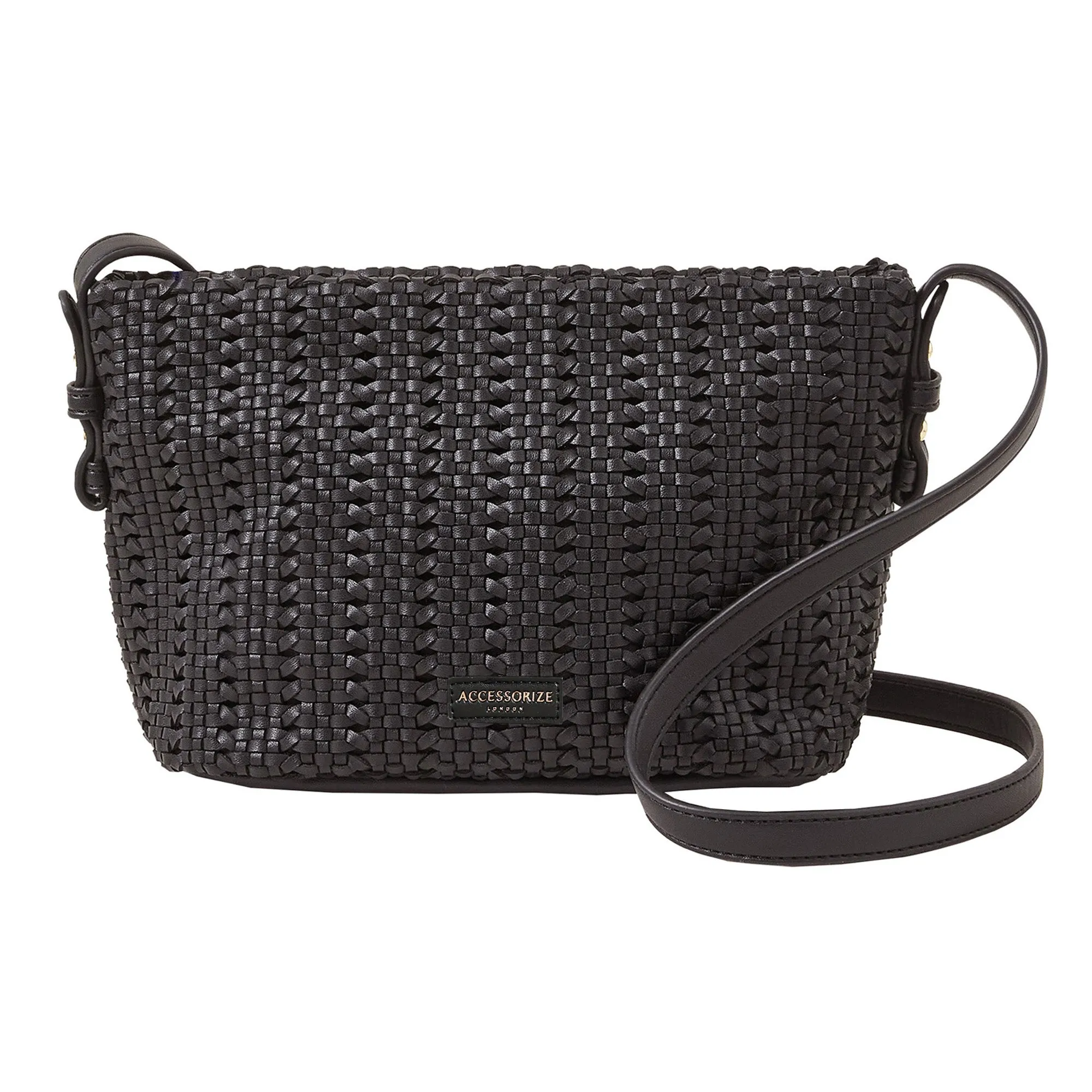 Accessorize London Women's Black Woven Cross-Body Bag Black