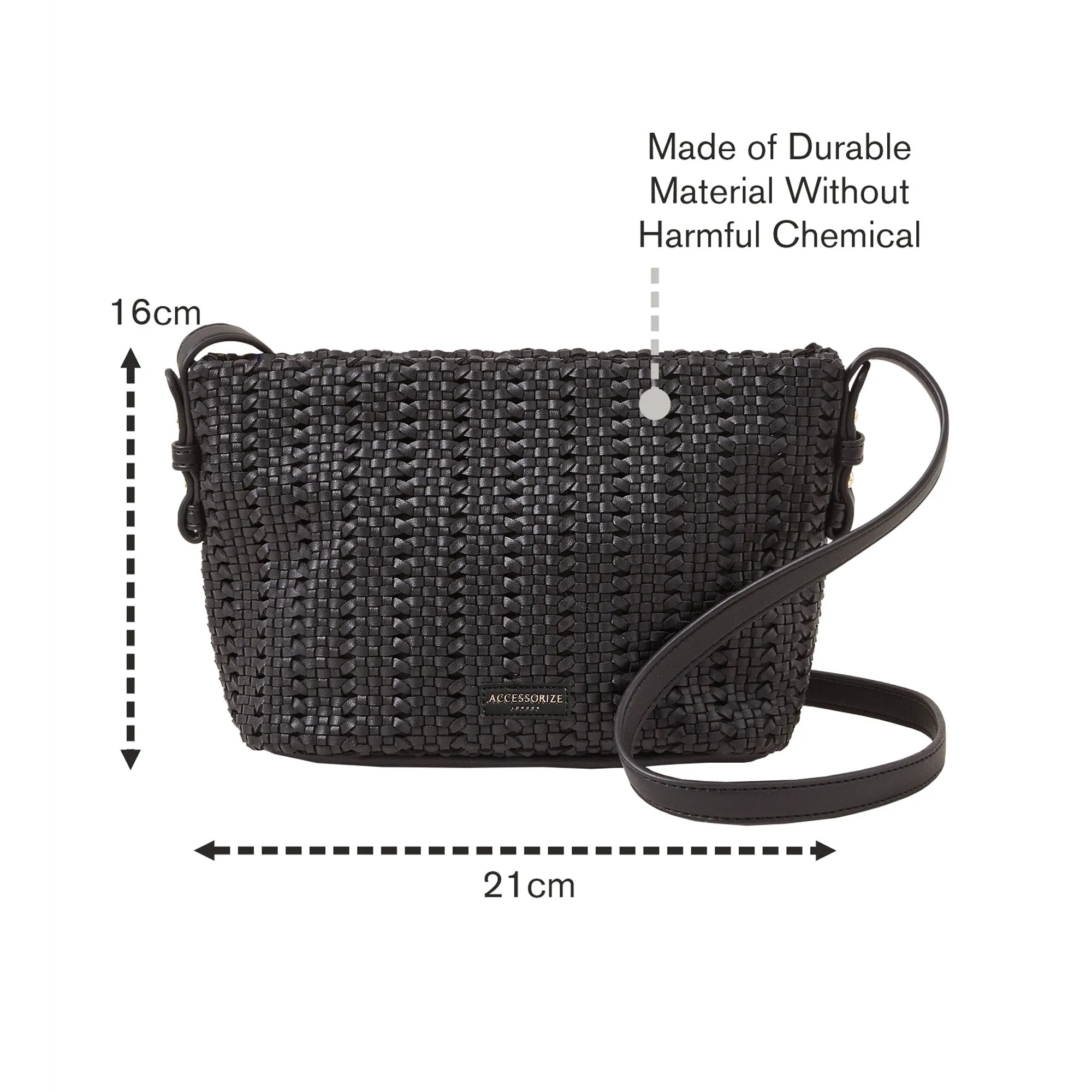 Accessorize London Women's Black Woven Cross-Body Bag Black