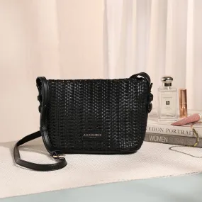 Accessorize London Women's Black Woven Cross-Body Bag Black