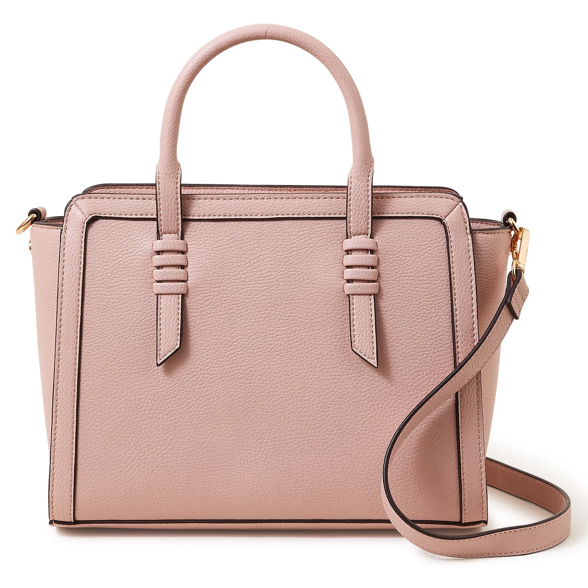 Accessorize London Women's Faux Leather Pink Artisan Handheld Satchel Bag