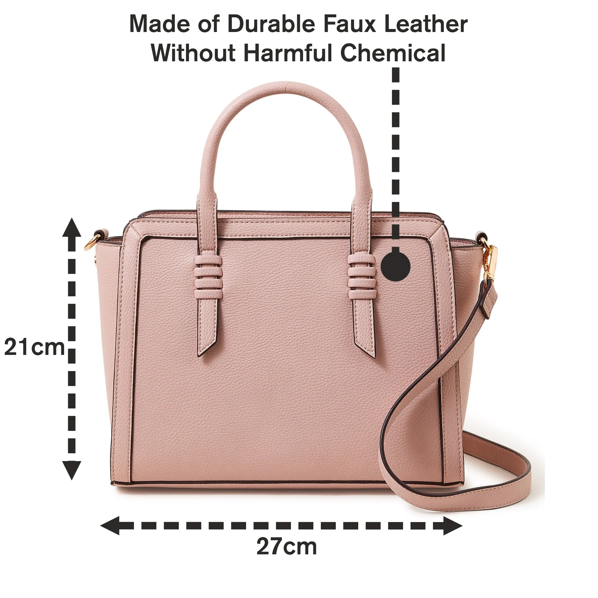 Accessorize London Women's Faux Leather Pink Artisan Handheld Satchel Bag