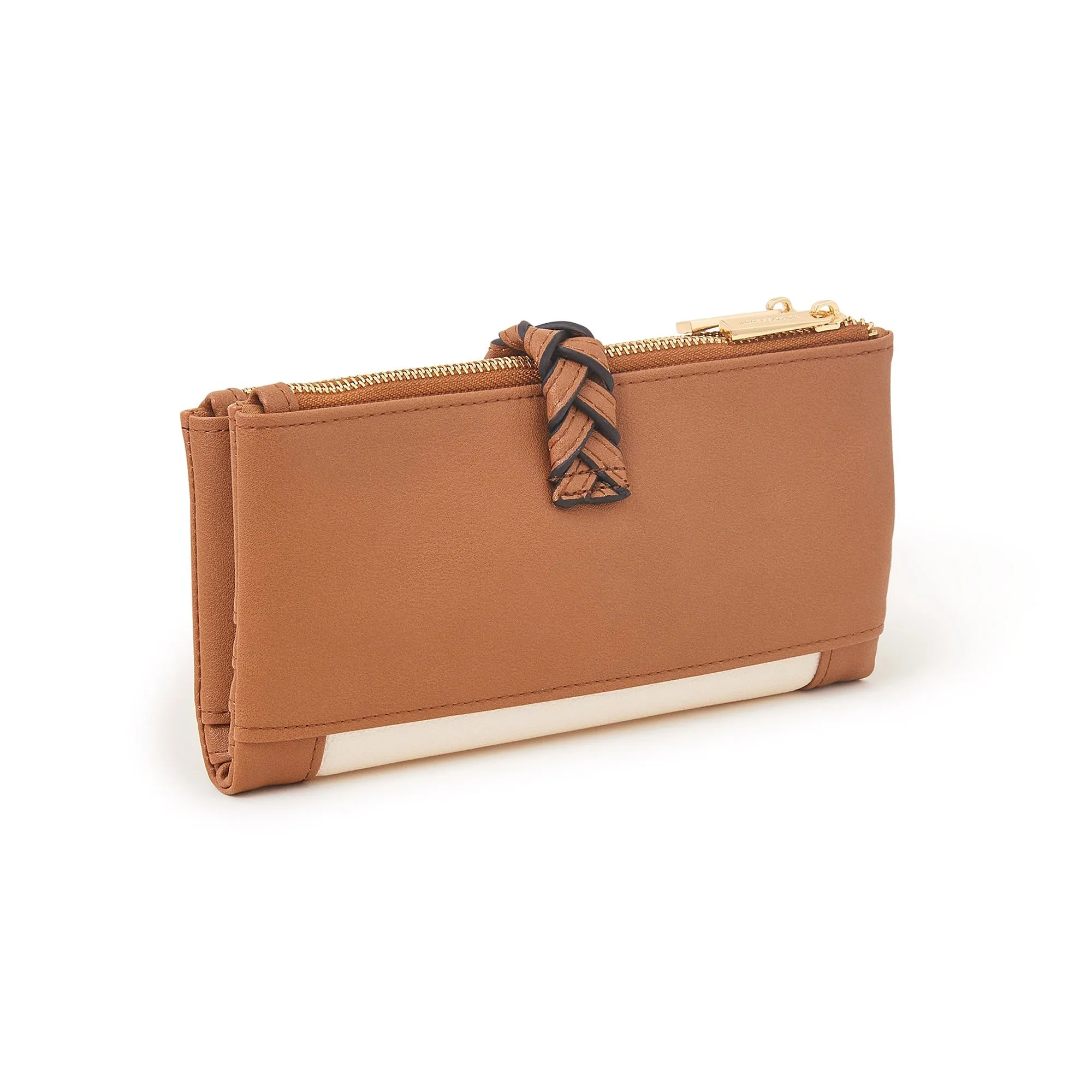 Accessorize London Women's Tan Plait Push-Lock Wallet