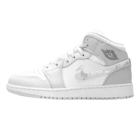 Air Jordan 1 Mid SE GS 'Swoosh Logo - Grey Camo'