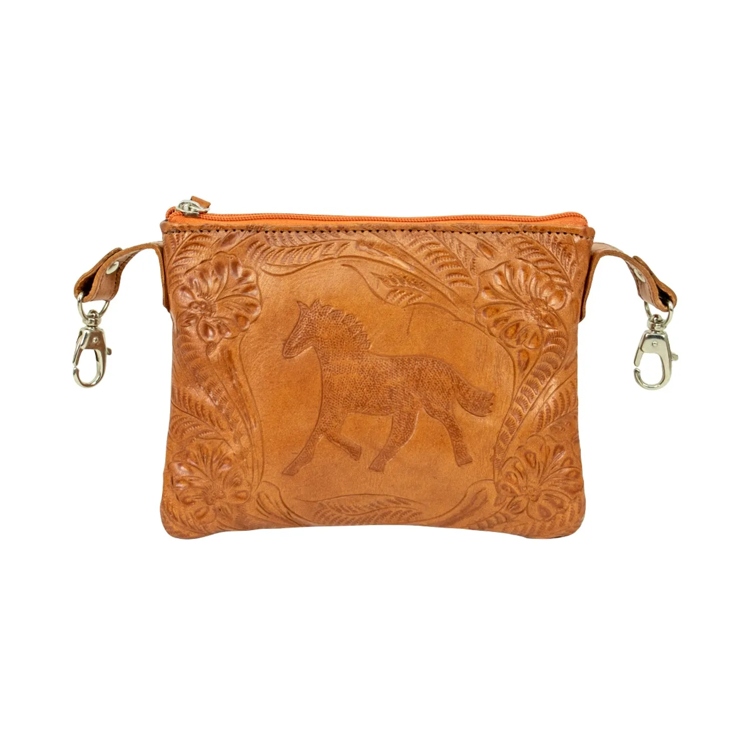 American West Hitchin Post Natural Tan Leather Trail Rider Hip Crossbody Bag