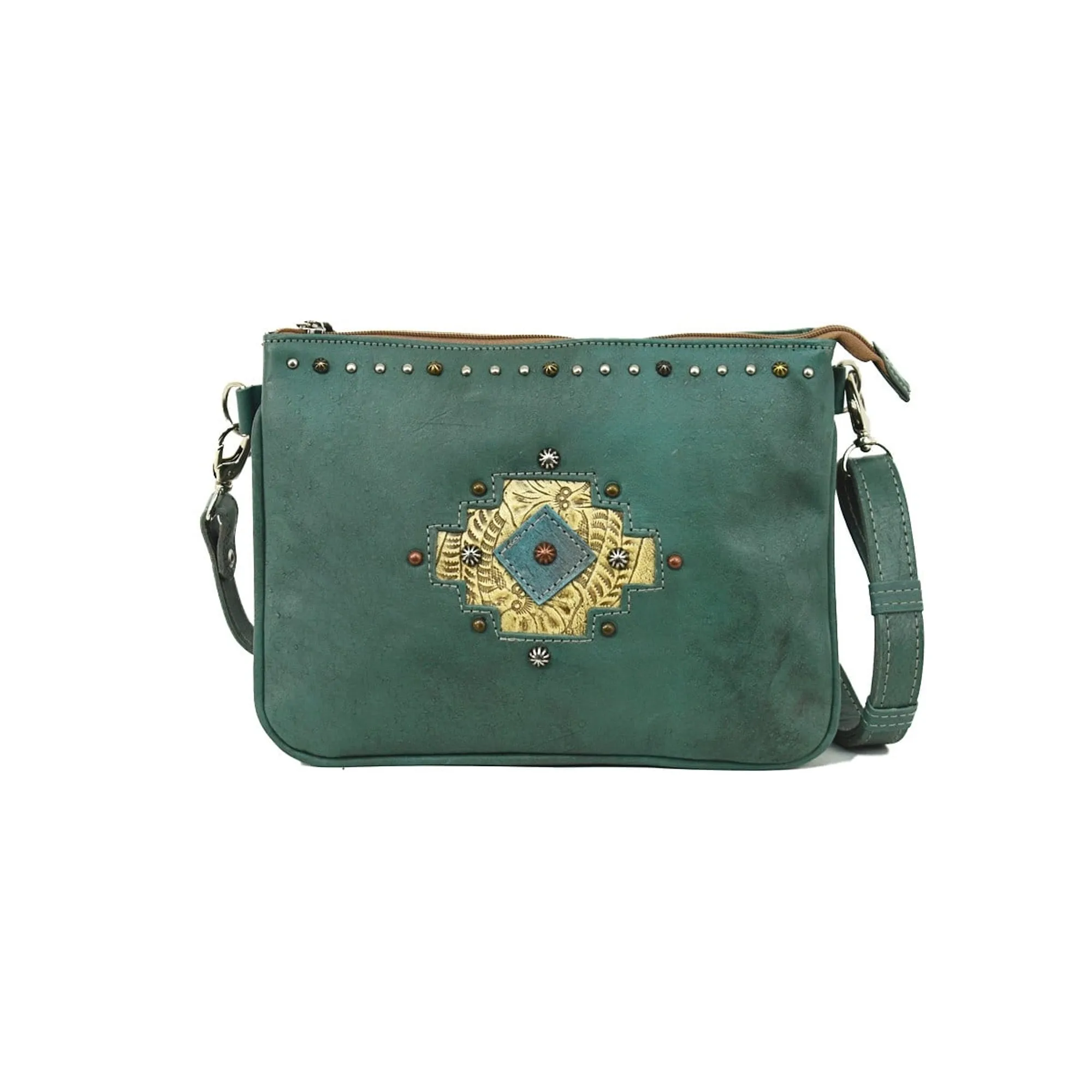 American West Navajo Soul Marine Turquoise Leather Crossbody Bag