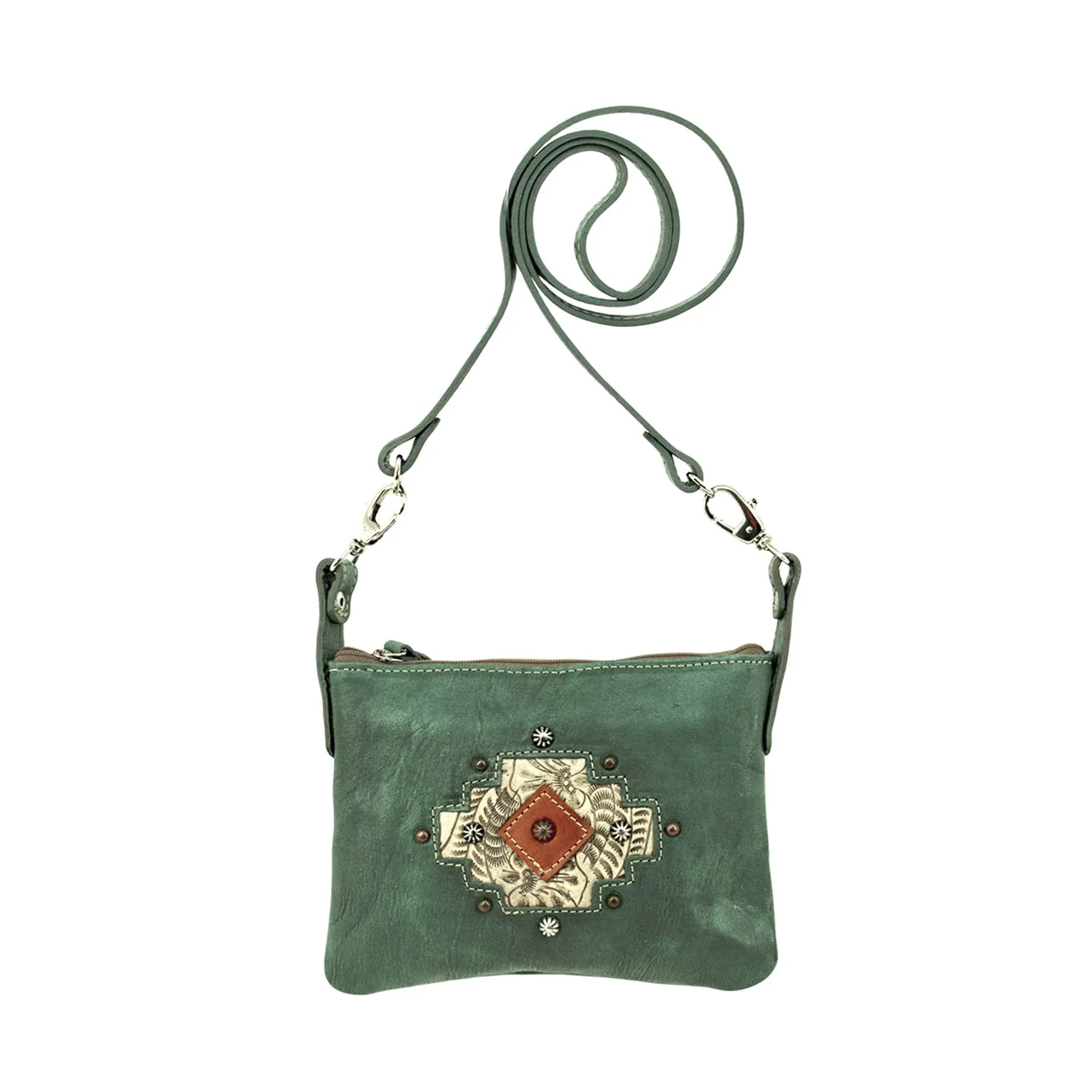 American West Navajo Soul Marine Turquoise Leather Hip Crossbody Bag