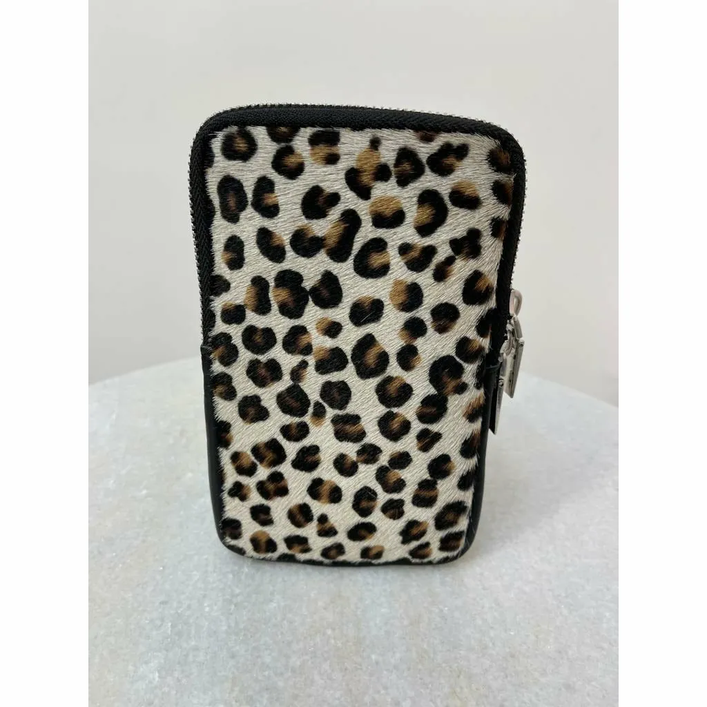 Animal Phone Case Bag in Cream Leopard