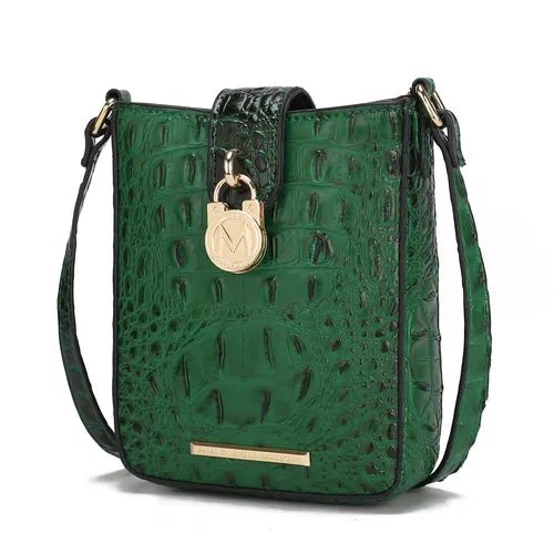 Avery Faux Crocodile Embossed Vegan Leather Women Crossbody Bag