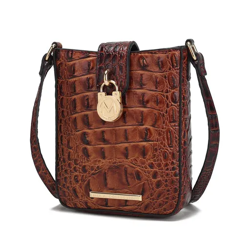 Avery Faux Crocodile Embossed Vegan Leather Women Crossbody Bag