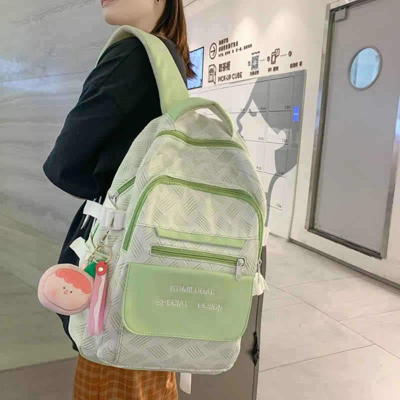 BACK TO COLLEGE  Women Rucksack Fashion Teen Cute Schoolbag for Girl High School Mochila Waterproof Nylon Bookbag Kawaii Backpack Lady