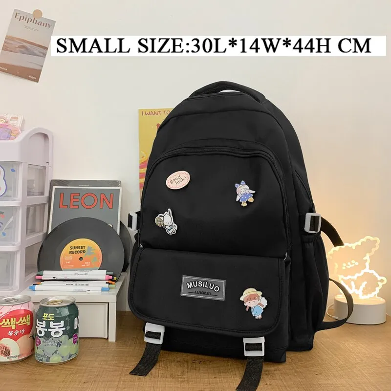 Back to school  Cute Girl Waterproof Backpack Fashion Travel Women Mochila Rucksack Nylon Bookbag for Teens Schoolbag Black Laptop Bag