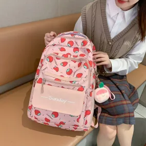 Back to school  Cute Teenager Bookbag Fashion Waterproof Women Mochila Laptop Rucksack for Girls Kawaii Fruit Print Schoolbag Backpack