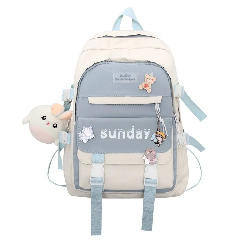 Back to school  Fashion Cute Teens Bookbag Nylon Waterproof Women Backpack Travel Mochila Kawaii Schoolbag for Girls Set Bag Rucksack