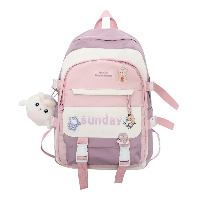 Back to school  Fashion Cute Teens Bookbag Nylon Waterproof Women Backpack Travel Mochila Kawaii Schoolbag for Girls Set Bag Rucksack