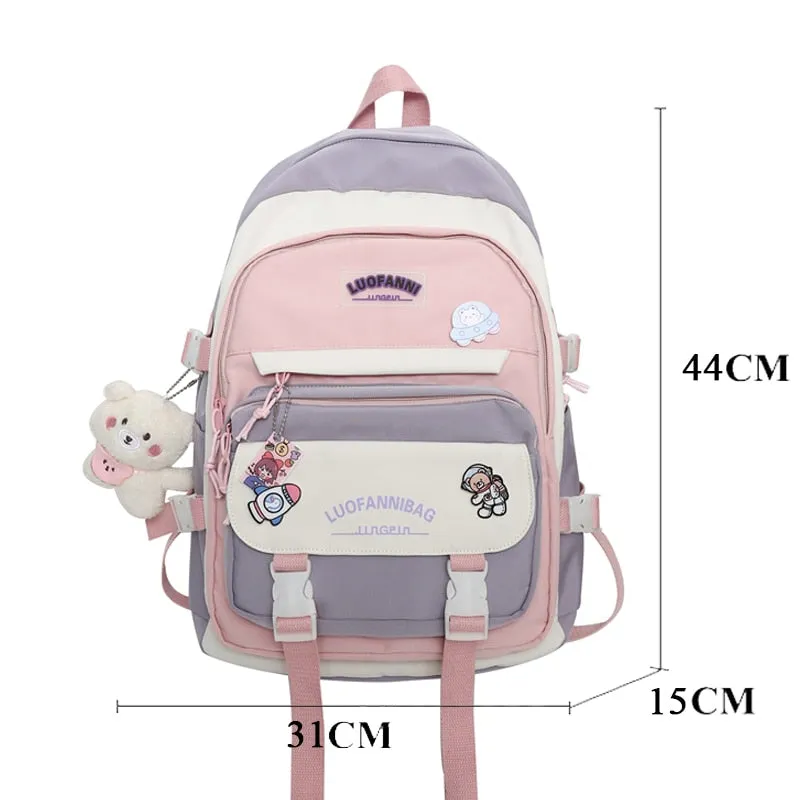 BACK TO SCHOOL  Fashion Women Backpack Cute Nylon Waterproof Set Bag Rucksack Teens Kawaii Bookbag for Girls Schoolbag Travel Mochila