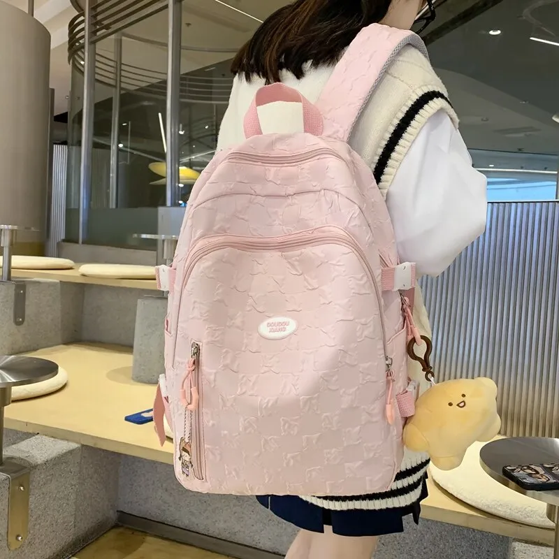 Back to school  Girl Fashion Waterproof Backpack Cute Teenage Bookbag Shoulder Bag Kawaii Pinkycolor Rucksack Women Mochila Schoolbag