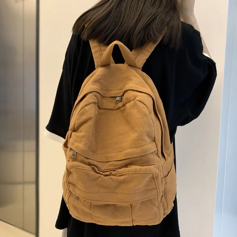 BACK TO SCHOOL   Solid Bookbag Backpack Cool Female College Schoolbag Rucksack Fashion Girls Student Trendy Travel Bag Kawaii Mochila