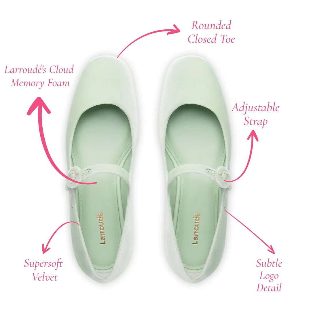 Blair Ballet Flat In Mint Green Velvet