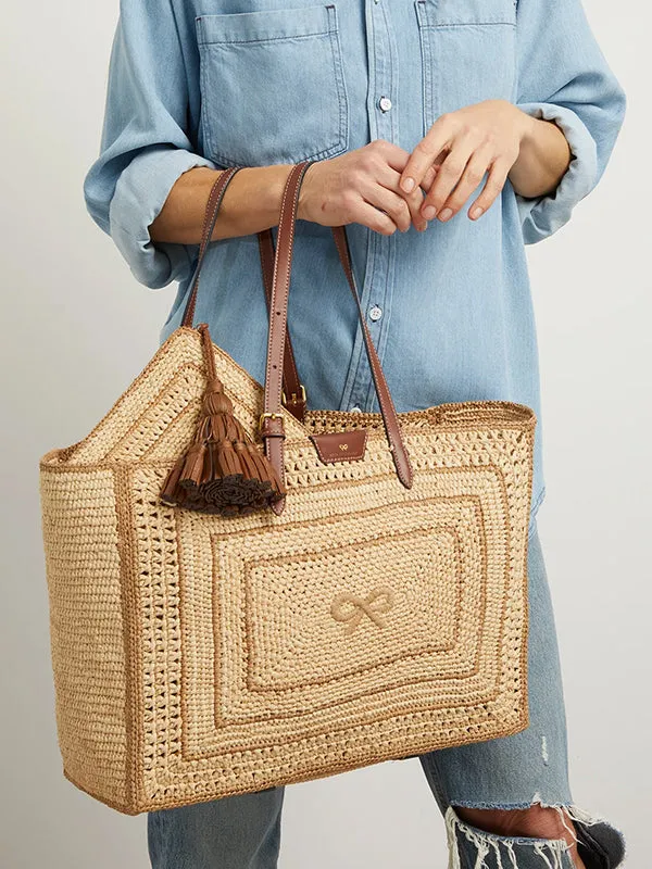 Bow Tote in Natural Raffia