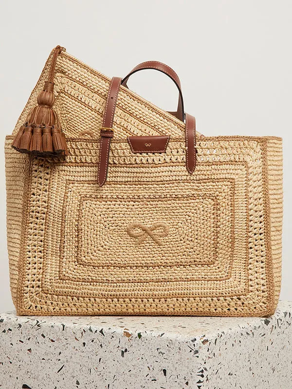 Bow Tote in Natural Raffia