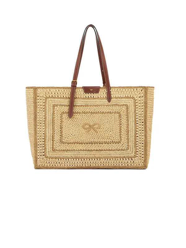 Bow Tote in Natural Raffia