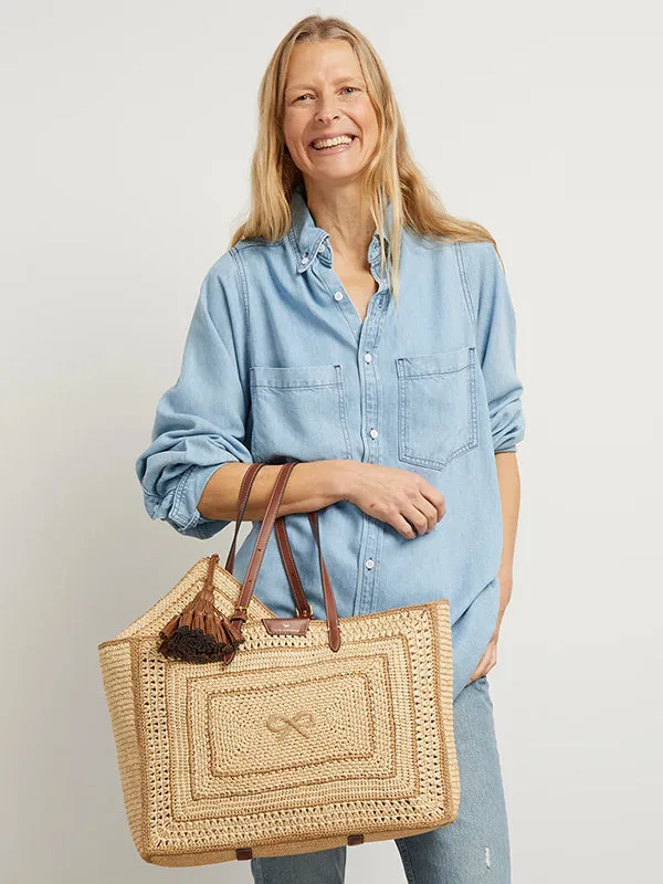 Bow Tote in Natural Raffia