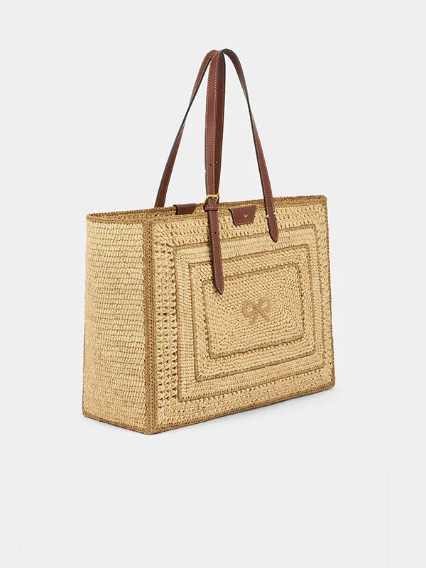 Bow Tote in Natural Raffia