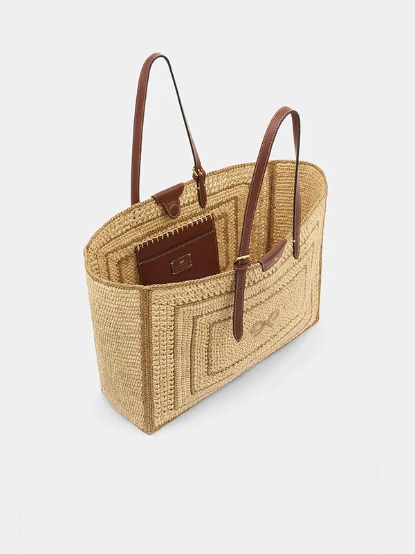 Bow Tote in Natural Raffia