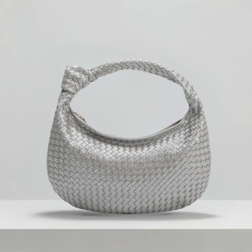 Brigitte Silver Large Recycled Vegan Shoulder Bag