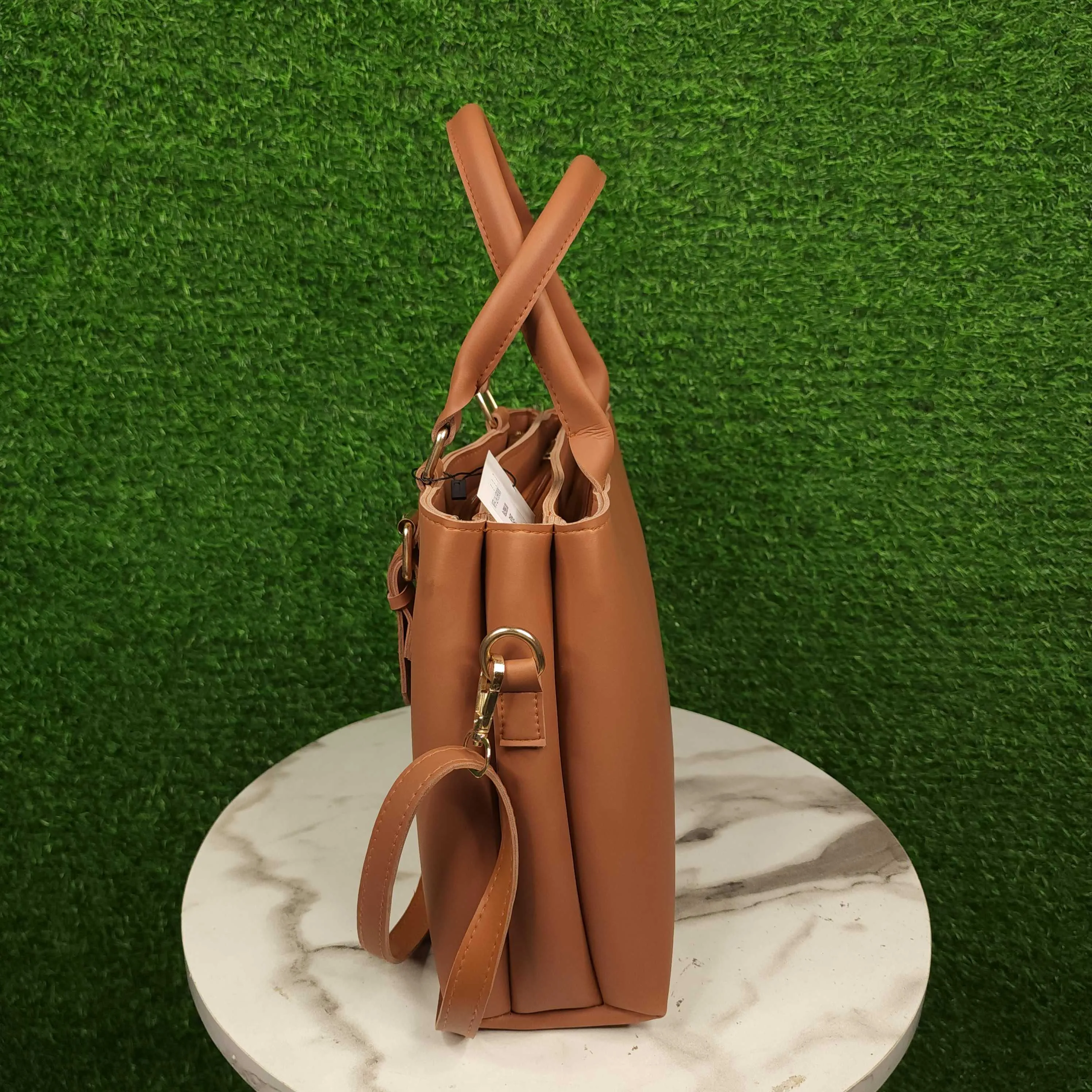 Camel Three Zip Handbags