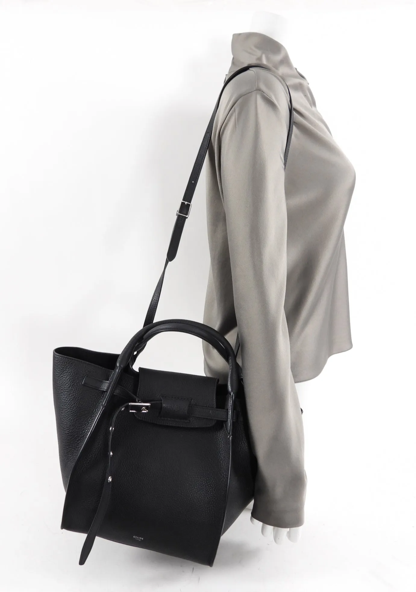 Celine Black Leather Small Big Bag Tote Bag