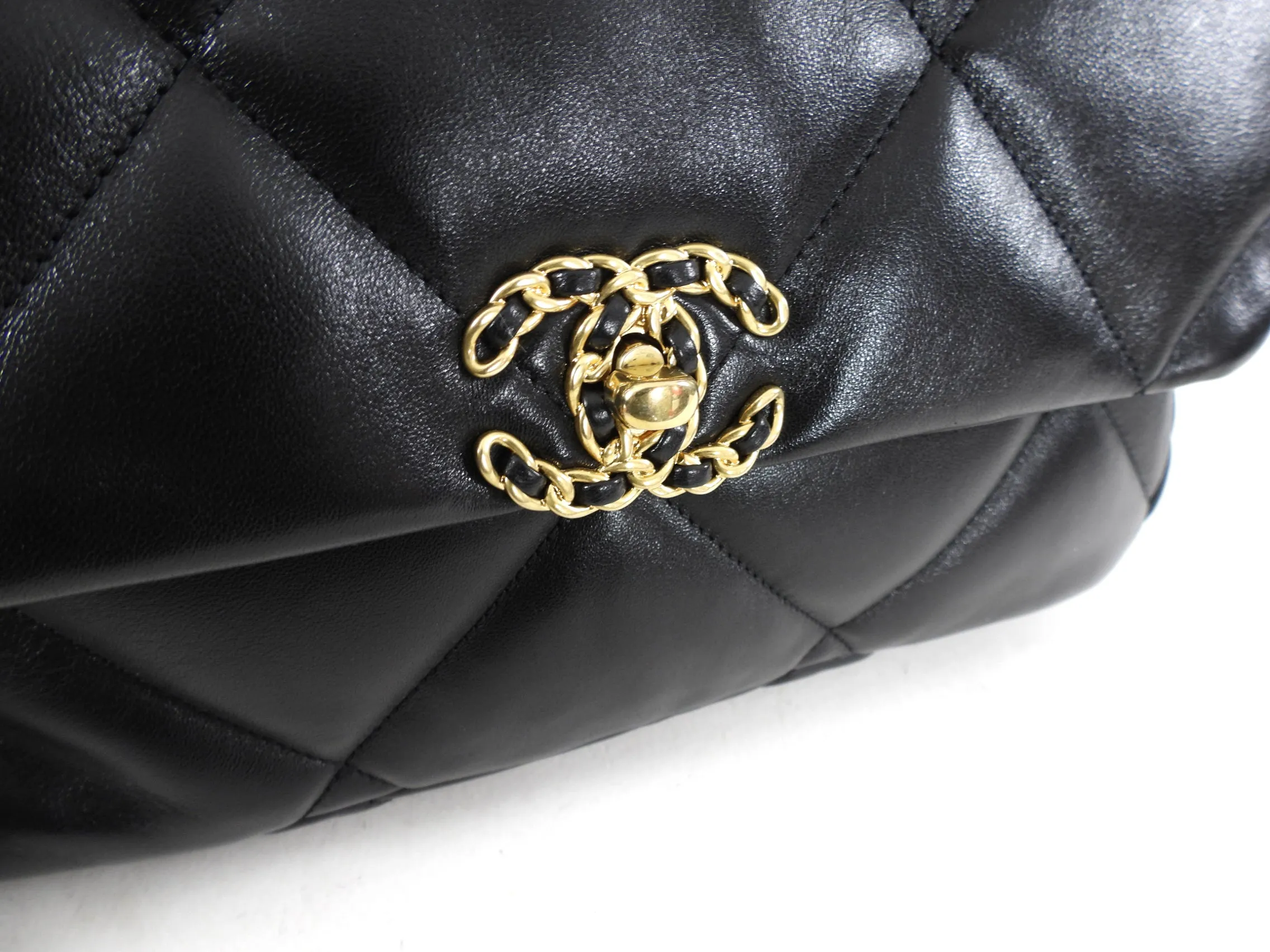 Chanel Black Quilted Leather 19 Chain Flap Bag