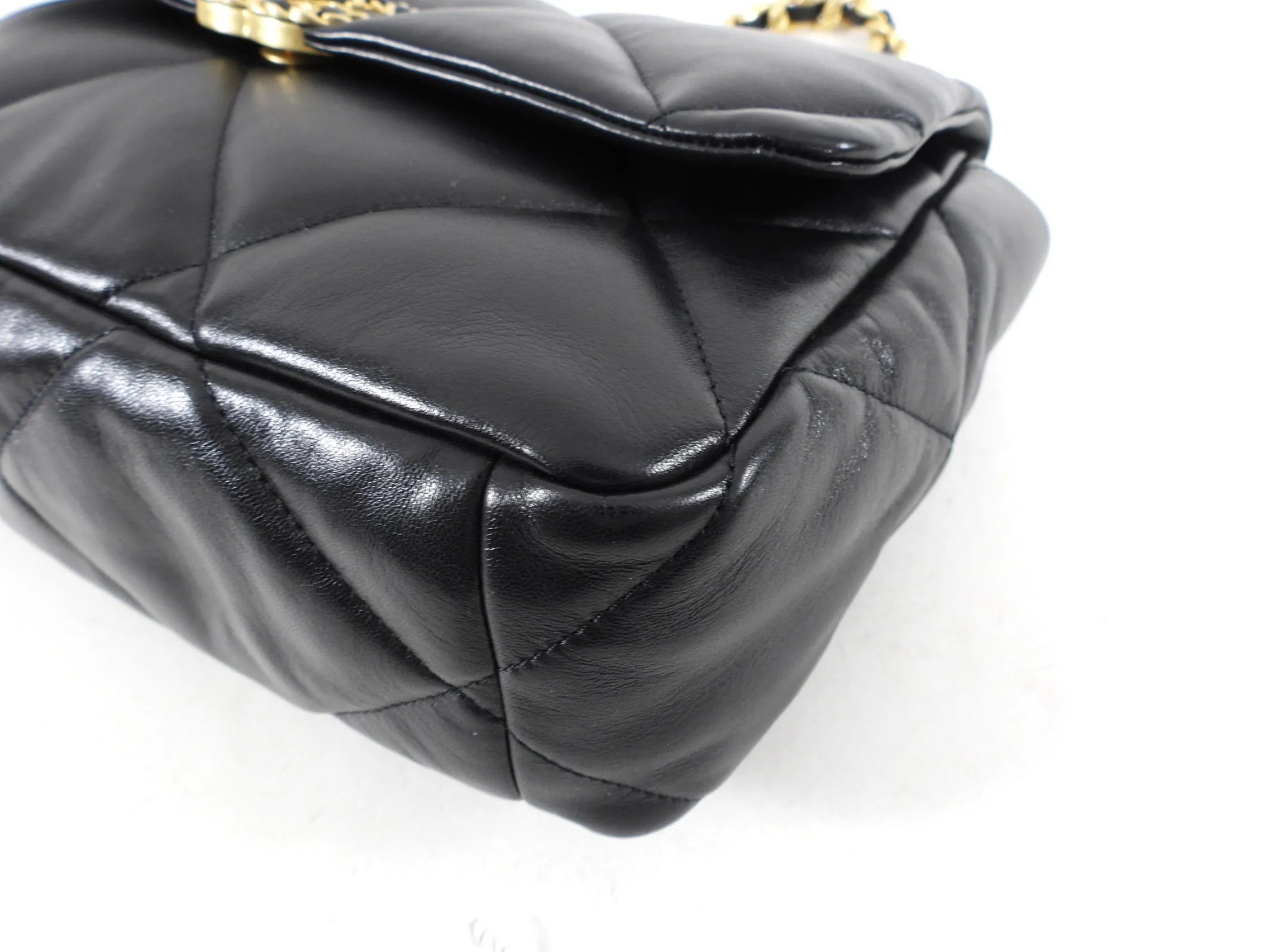 Chanel Black Quilted Leather 19 Chain Flap Bag