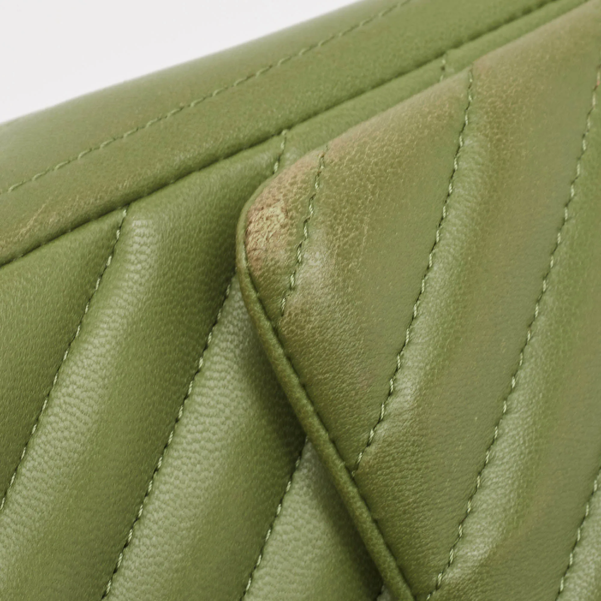 Chanel Olive Chevron Leather Mini Classic Flap Bag