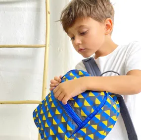 Children's Backpack Blue and Yellow Hearts