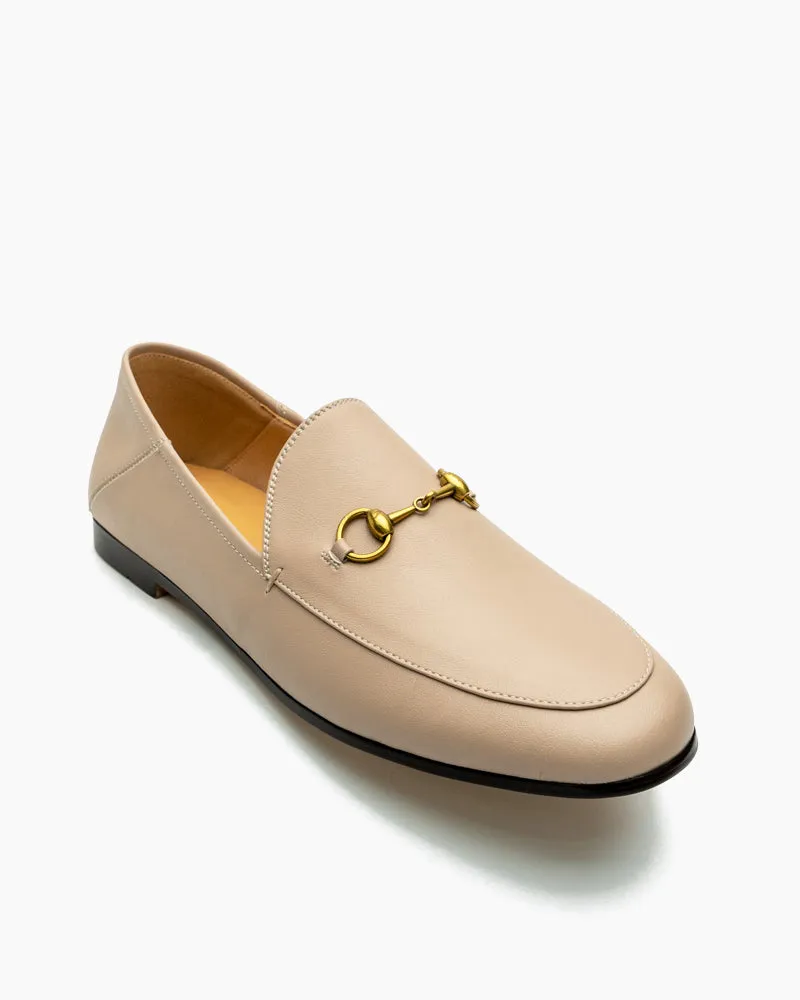 Classic Metal Buckle Leather Loafers