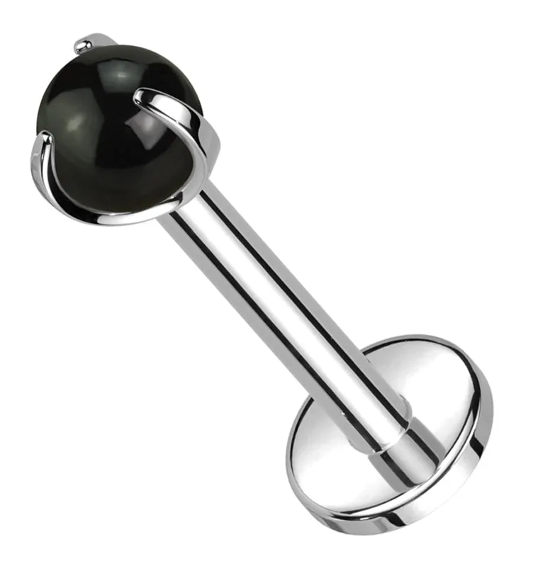 Claw Black Onyx Stone Internally Threaded Titanium Labret