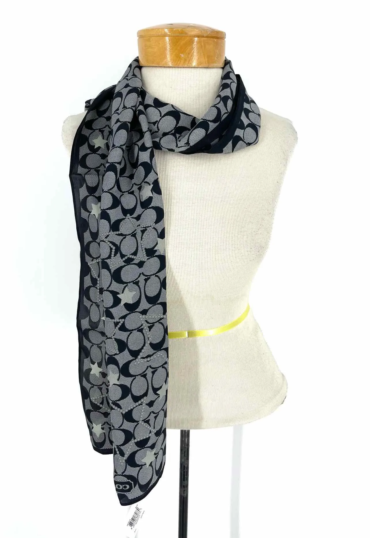 Coach Black/Gray Signature Silk NEW Designer Scarf