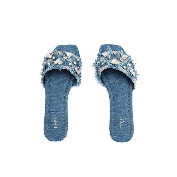 Crystal Embellished Denim Sandal MY 311