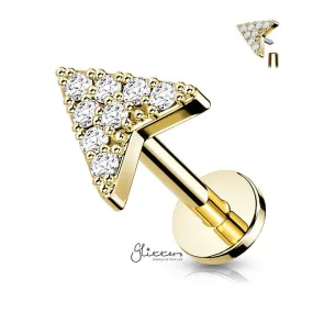 CZ Arrowhead Tragus Cartilage Barbell Stud - Gold