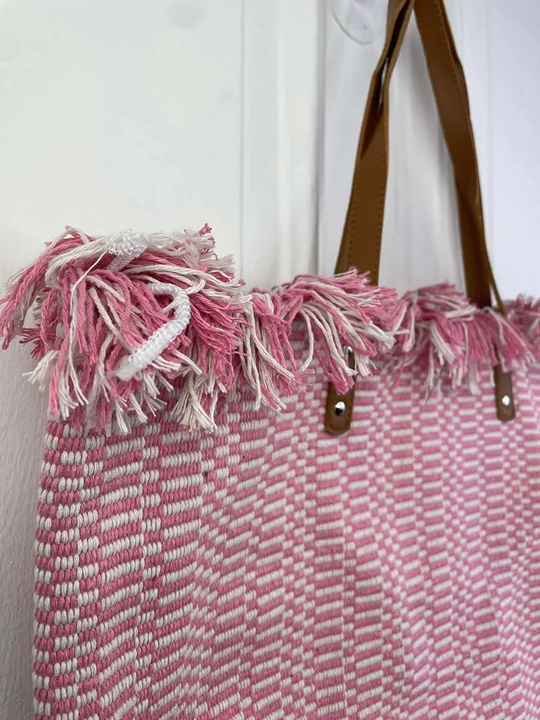 Envy Woven Tote Bag - Pink