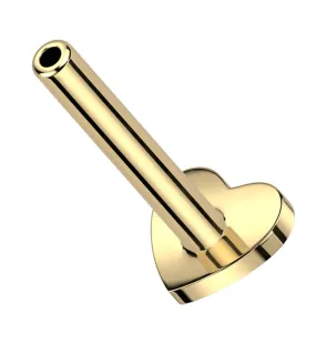 Gold PVD Heart Internally Threaded Titanium Flat Back Labret (Post Only)